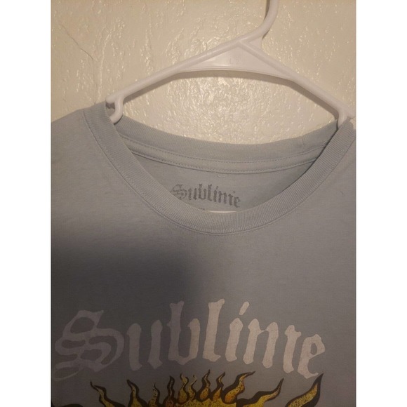 Sublime Top Womens Large Light Blue Crew Neck Short Sleeve 100% Cotton Shirt - Picture 3 of 8